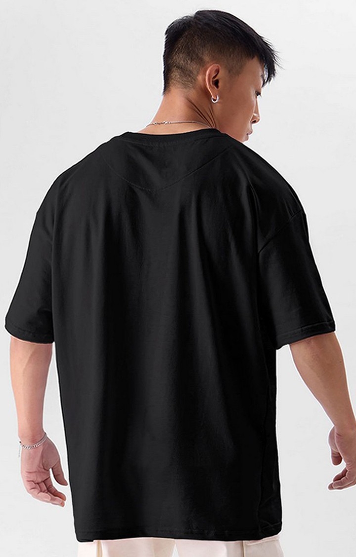 Men's Black Solid Oversized T-Shirt