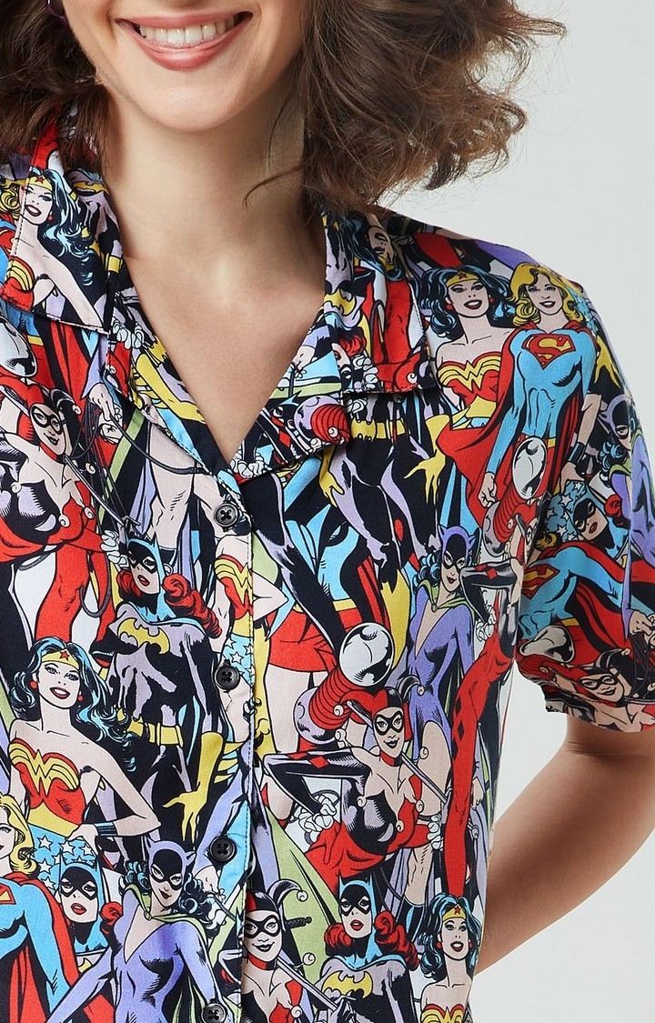 Women's DC: Girl Gang Multicolour Printed Oversized Shirt