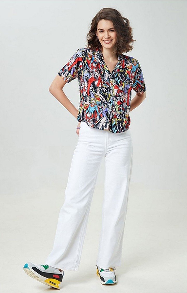 Women's DC: Girl Gang Multicolour Printed Oversized Shirt