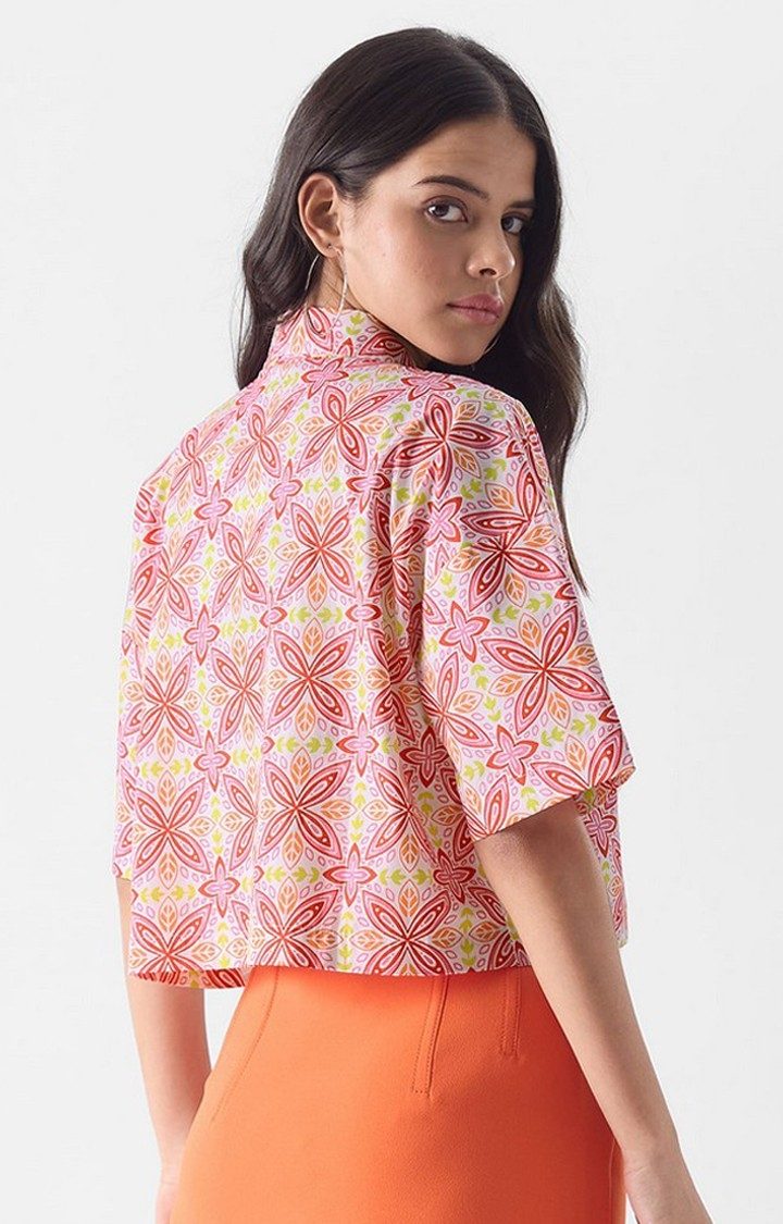 Women's TSS Originals: Rosebloom Pink Printed Crop Shirt