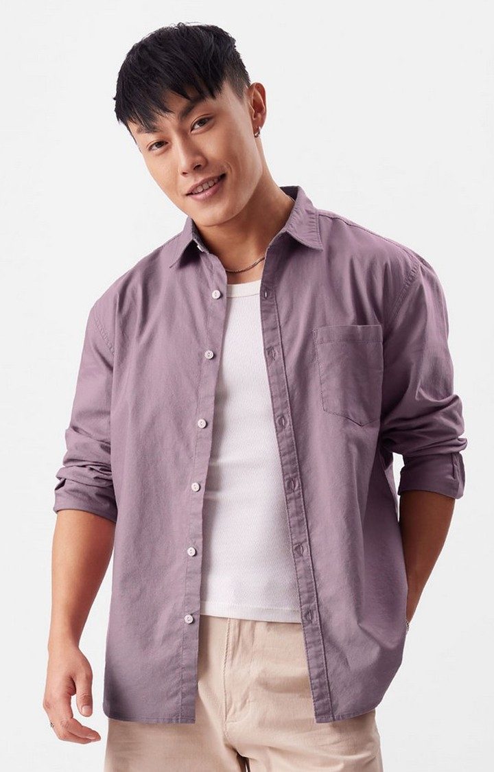 Men's Purple Solid Casual Shirt