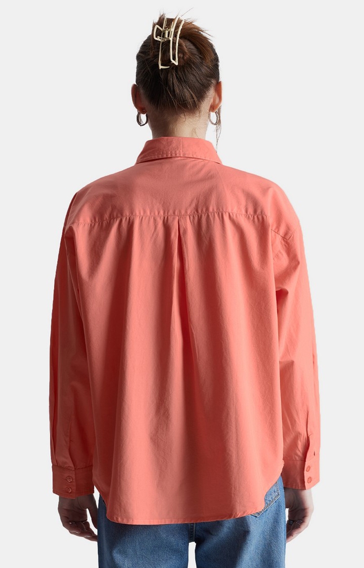 Women's Original Solids Fusion Coral Oversized Shirts