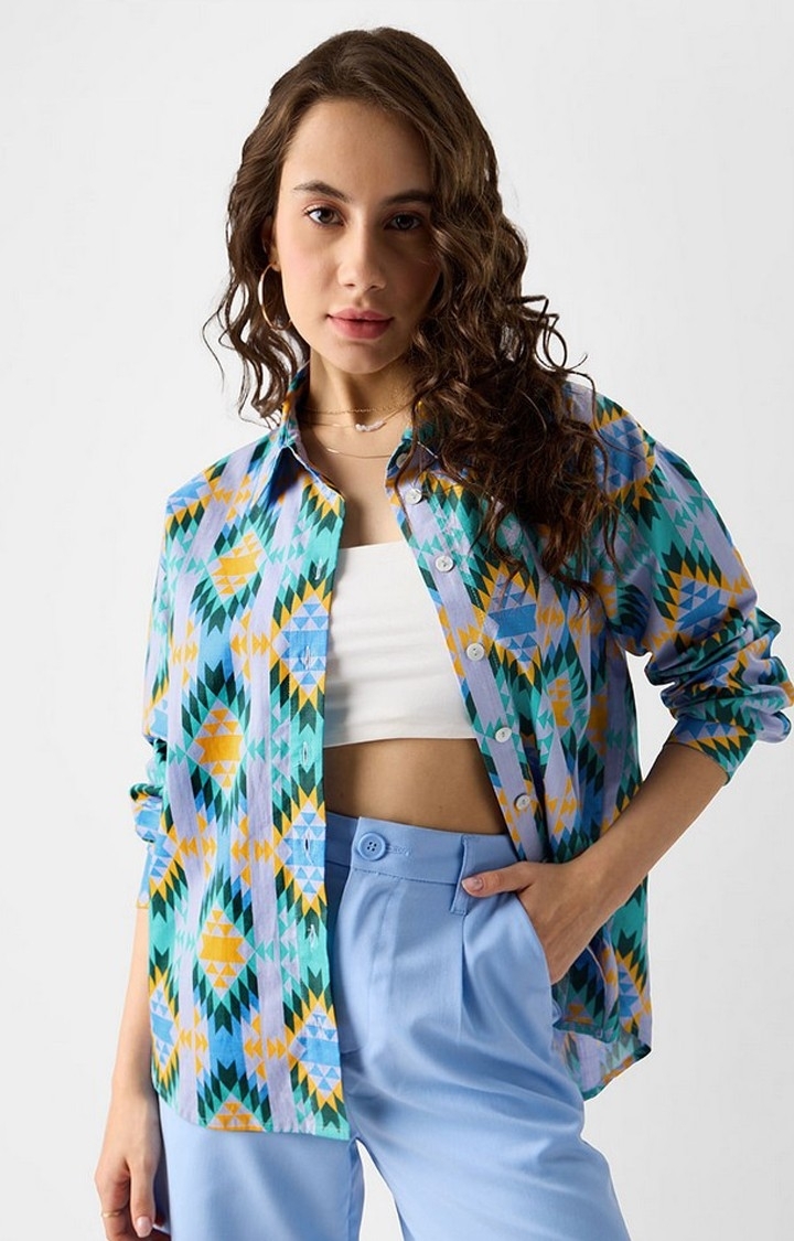 The Souled Store | Women's TSS Originals Multicolour Printed Oversized Shirt