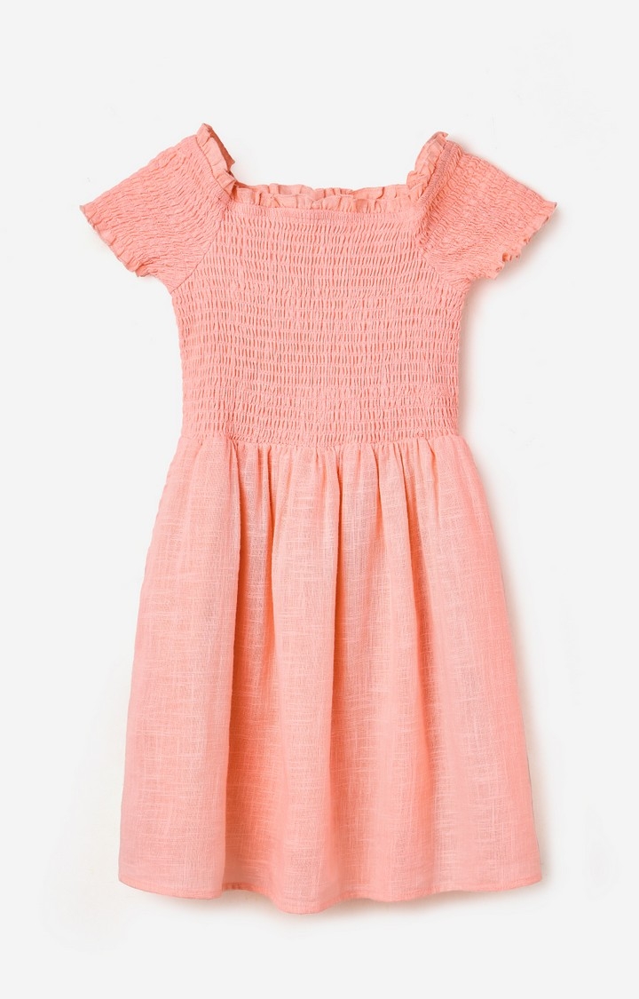 The Souled Store | Girls TSS Originals: Peach Fuzz Girls Cotton Dresses