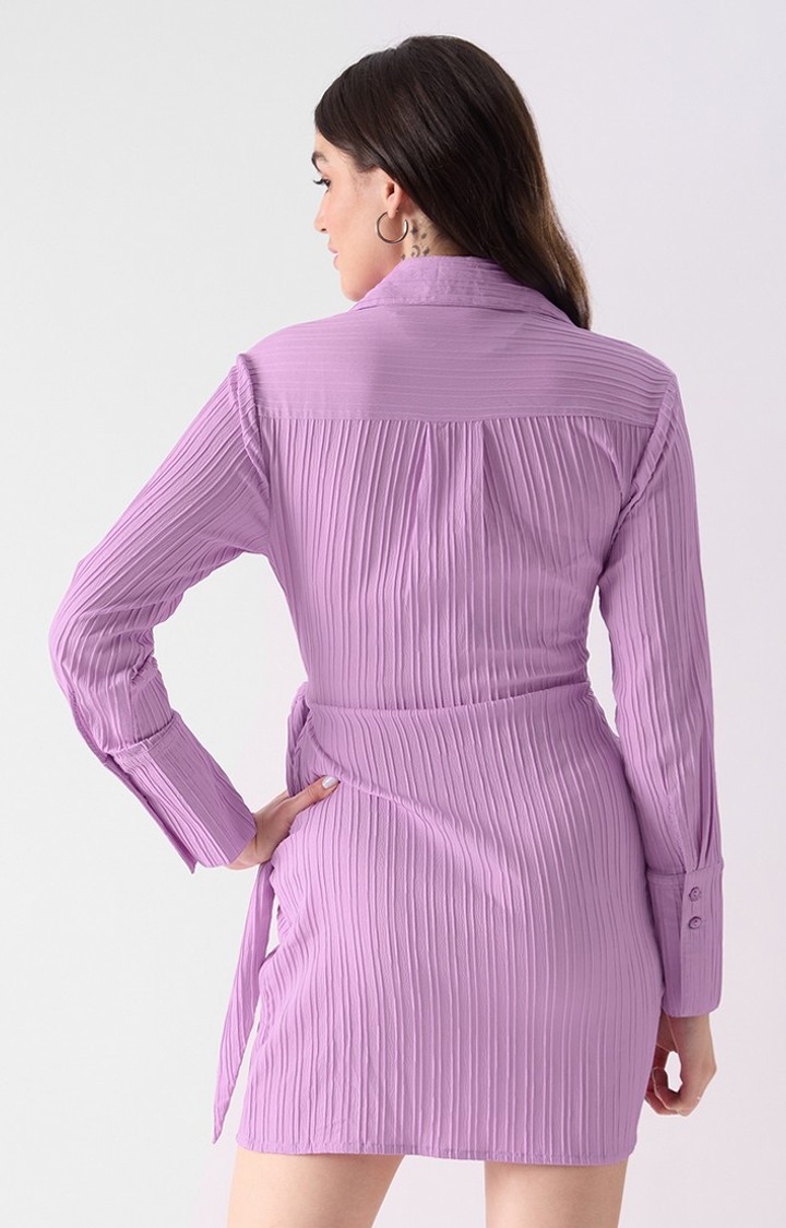 Women's Original Wrap Dress Purple Waves Shift Dress
