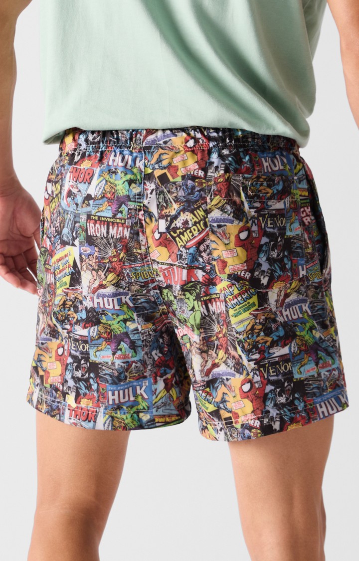 Men's  Official Marvel: Comic Books Pattern Beach Shorts