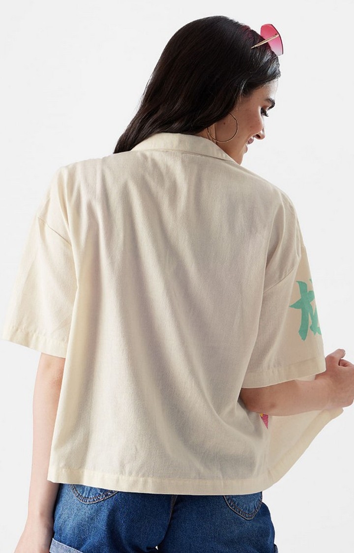 Women's TSS Originals: Oriental Off White Printed Oversized Shirt