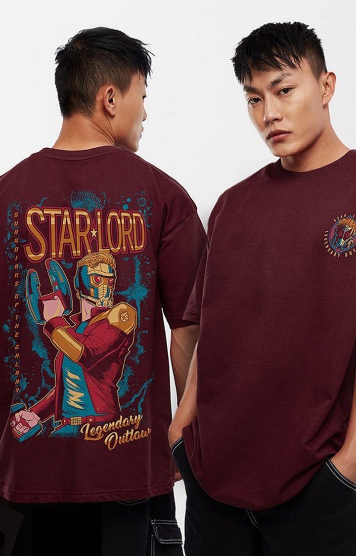 Men's GOTG: Legendary Outlaw Red Graphic Printed Oversized T-Shirt