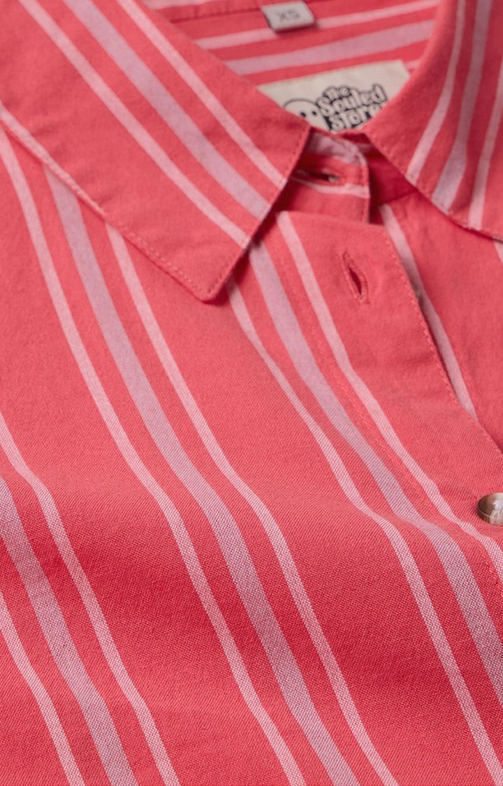 Women's Pink Striped Oversized Shirt