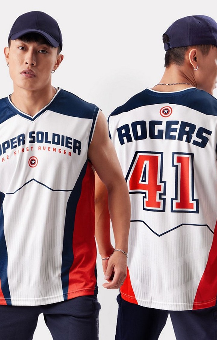 Men's White Official Captain America: 41 Easy Fit Vests