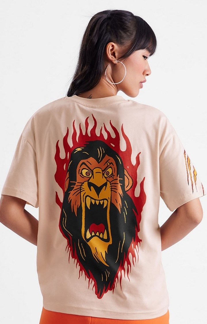 The Souled Store | Women's The Lion King: Scar Pink Printed Oversized T-Shirt
