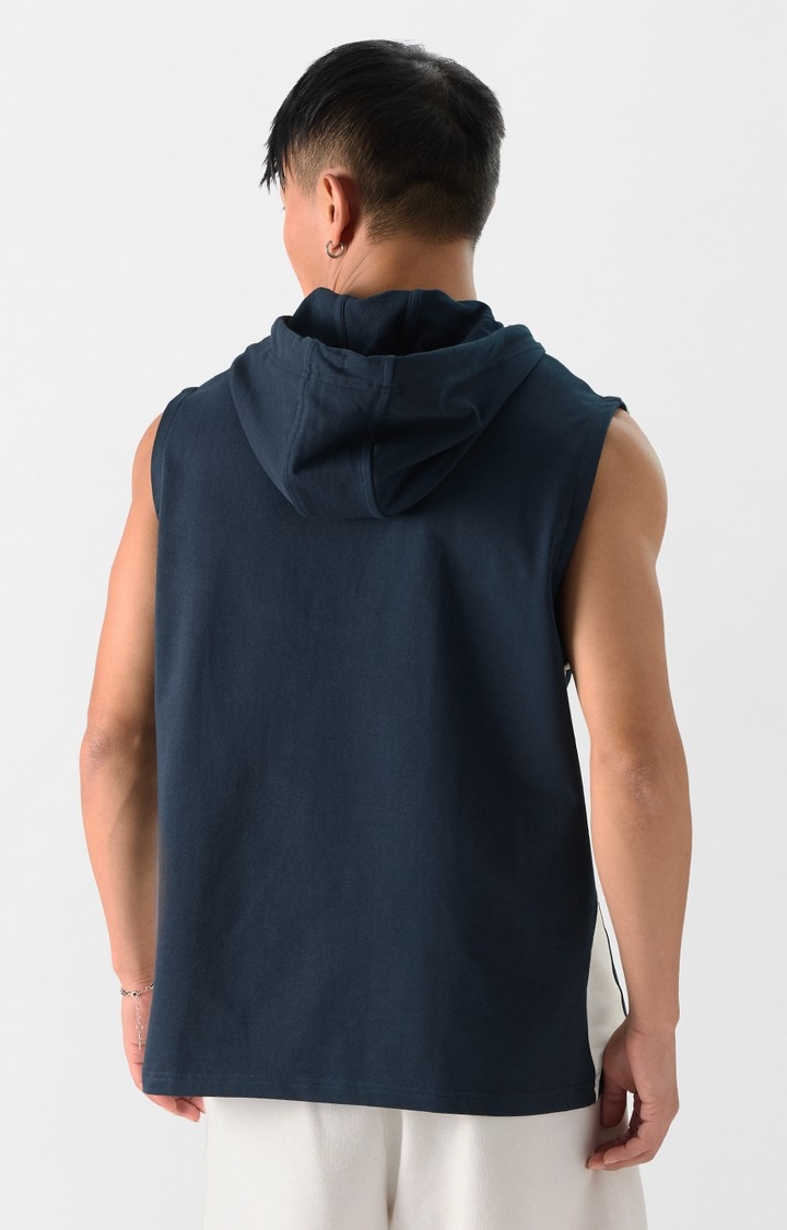 Men's Colorblock: Verdent Blue Hooded T-Shirt