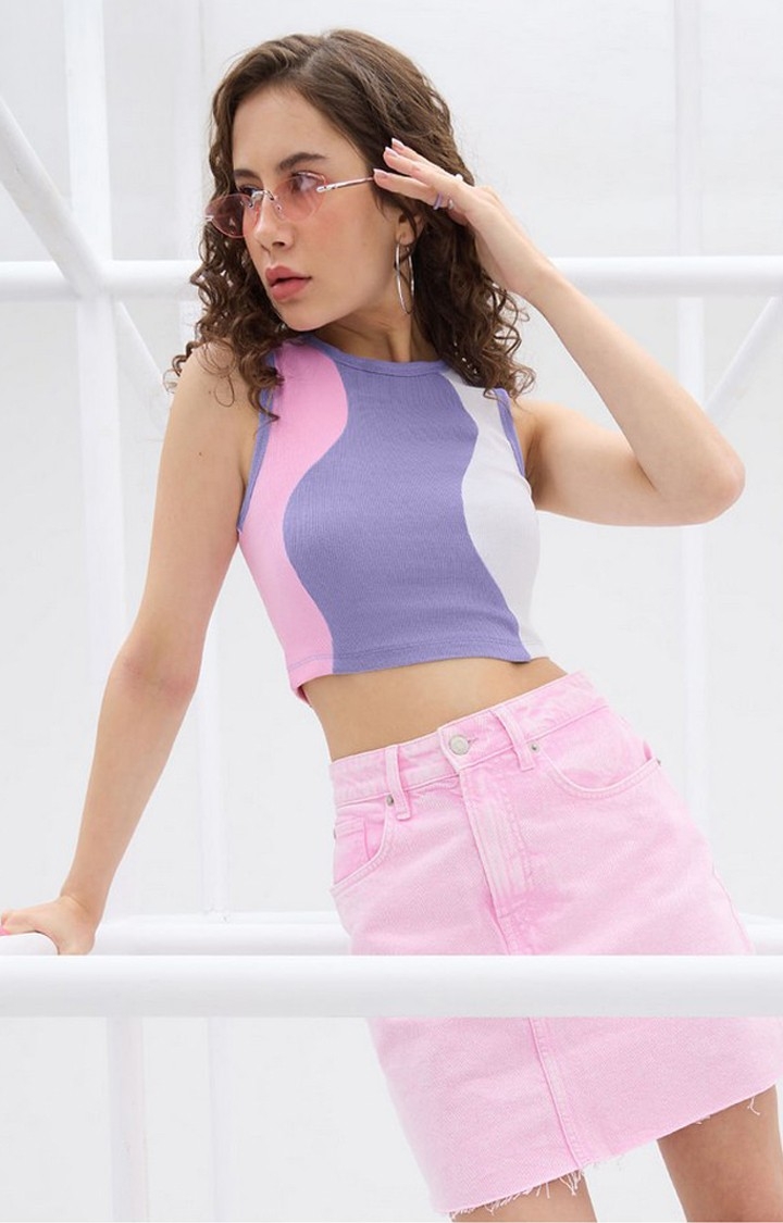 Women's Multicolour Colourblock Tank Top