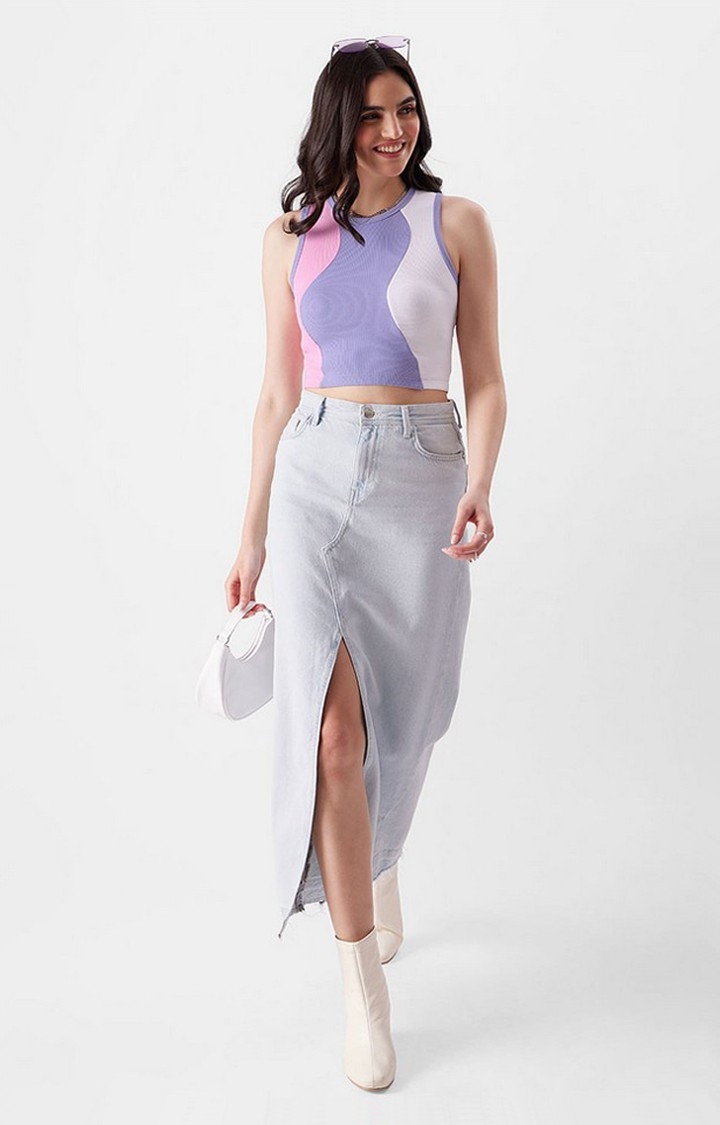 Women's Multicolour Colourblock Tank Top
