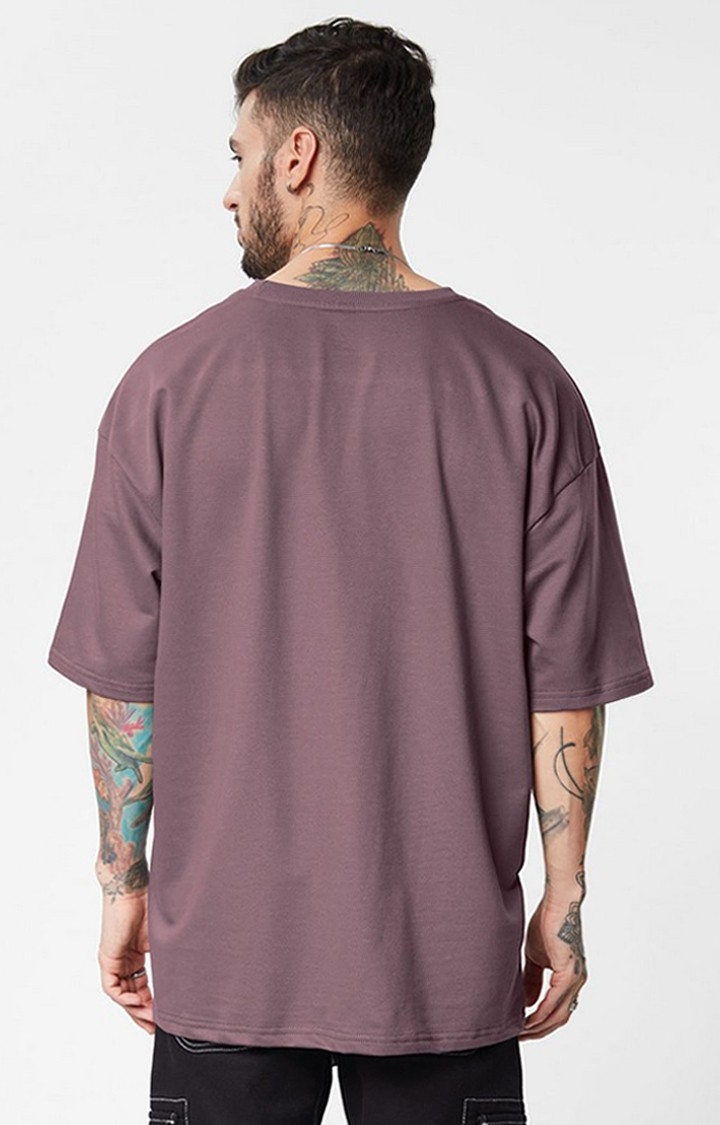 Men's Brown Solid Oversized T-Shirt