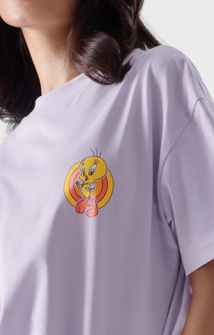Women's Official Looney Tunes Tweety Travels Oversized T-Shirts