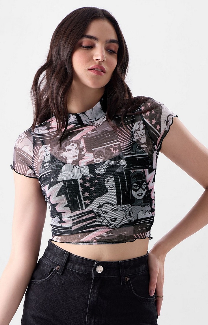 The Souled Store | Women's Mesh Top: DC Supergirls Women's Cropped Tops