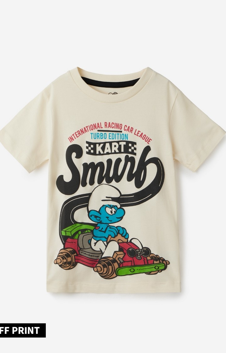The Souled Store | Boys The Smurfs: Kart Rider Boys Cotton T-Shirt