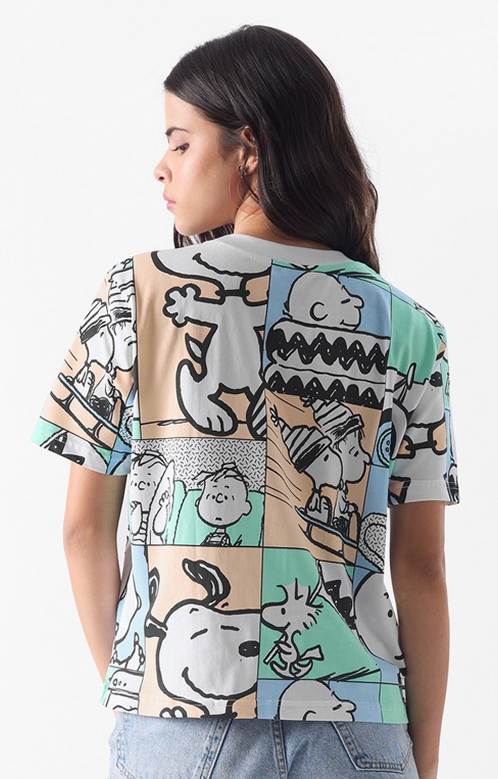 Women's Official Peanuts Characters Mosaic T-Shirts