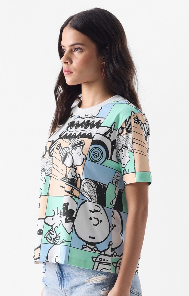 Women's Official Peanuts Characters Mosaic T-Shirts