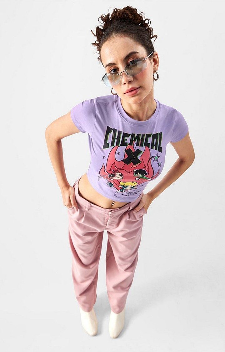 Women's PPG: Chemical X Purple Printed Crop Top