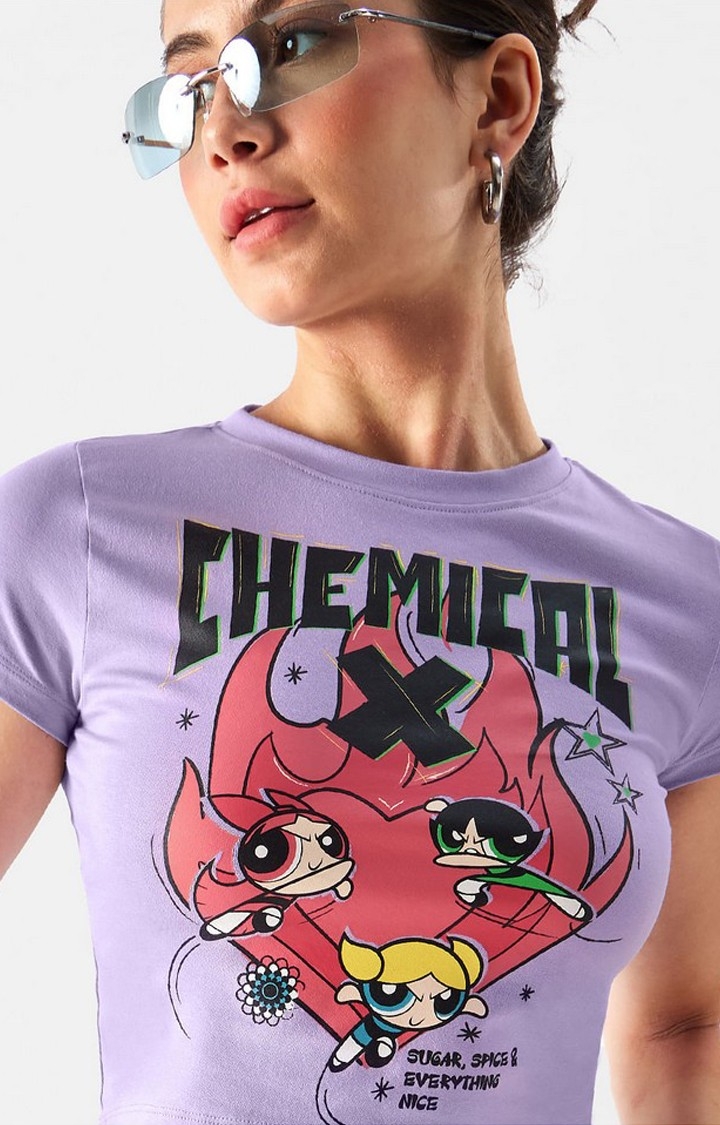 Women's PPG: Chemical X Purple Printed Crop Top