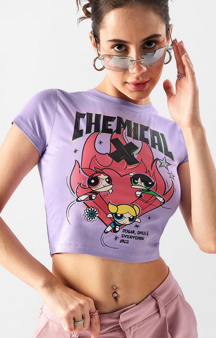 Women's PPG: Chemical X Purple Printed Crop Top