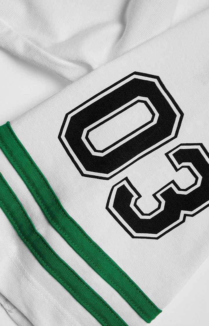 Women's Powerpuff Girls: Tough To Beat White & Green Printed Crop Top