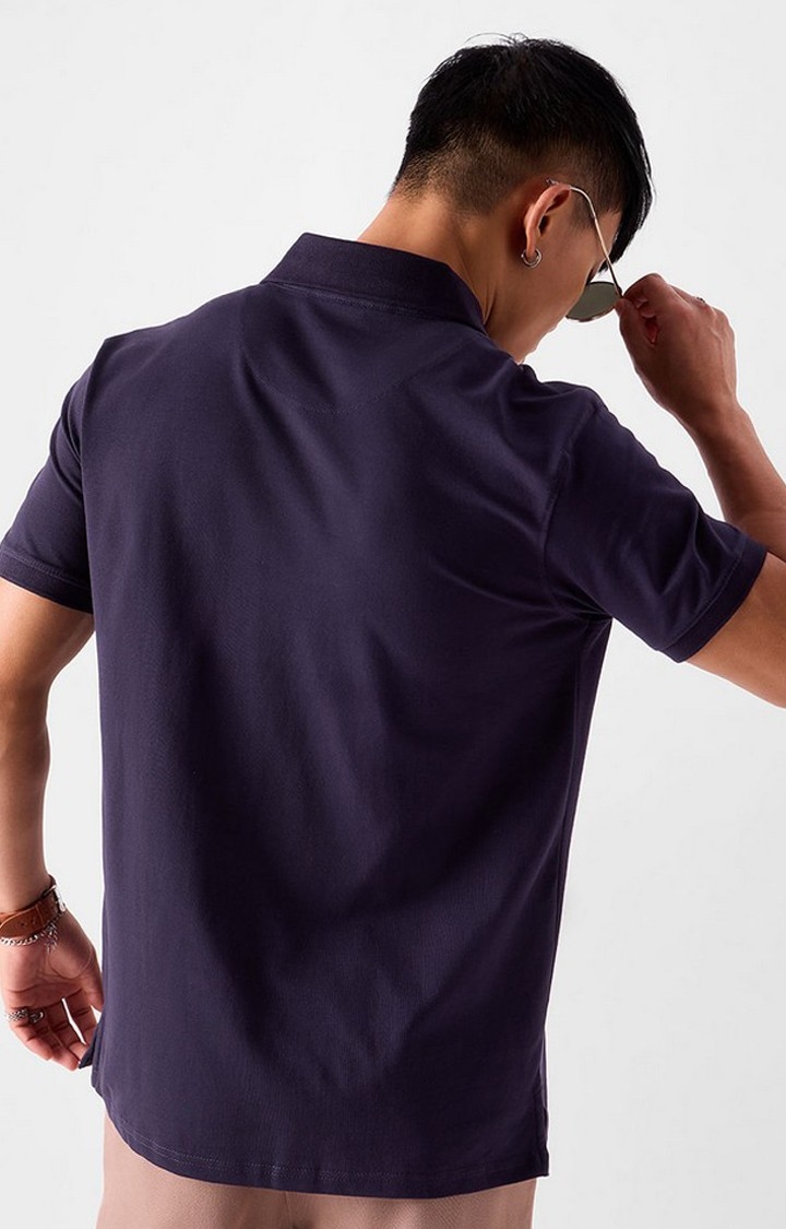 Men's Purple Solid Polo T-Shirts