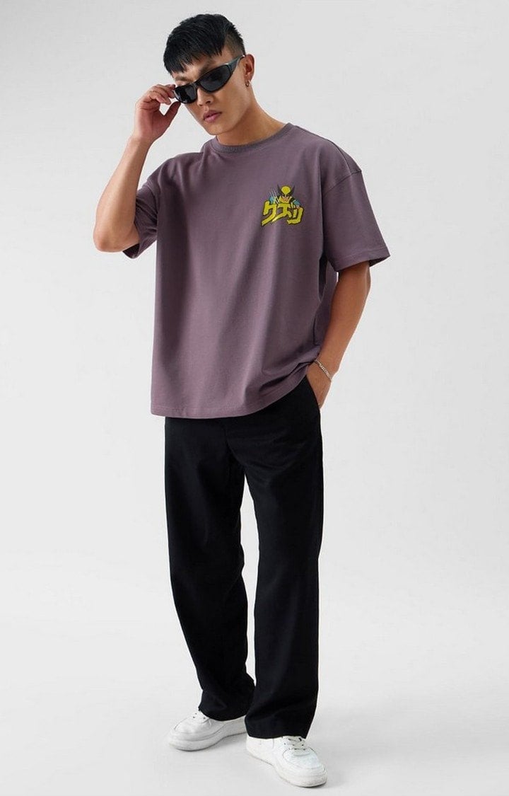 Men's Wolverine: Weapon X Purple Printed Oversized T-Shirt