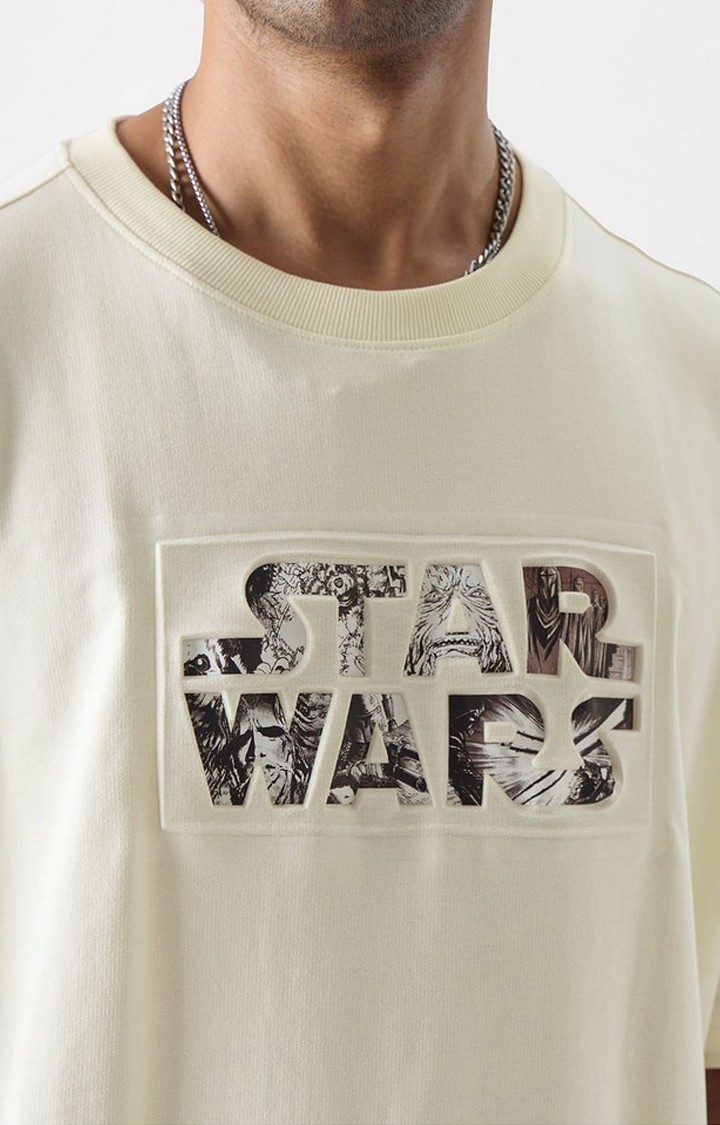 Men's Star Wars: Darth Vader Light Yellow Printed Oversized T-Shirt