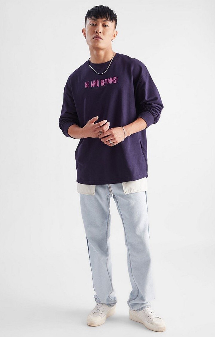 Men's Marvel: Kang Conqueror Purple Printed Oversized T-Shirt