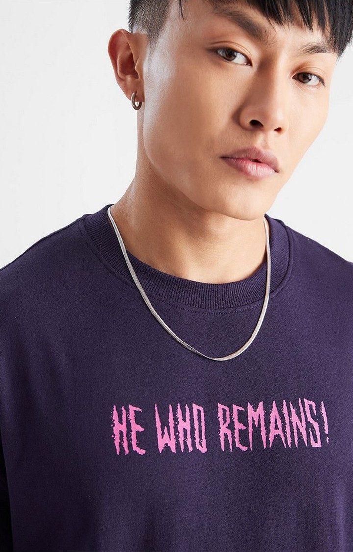 Men's Marvel: Kang Conqueror Purple Printed Oversized T-Shirt