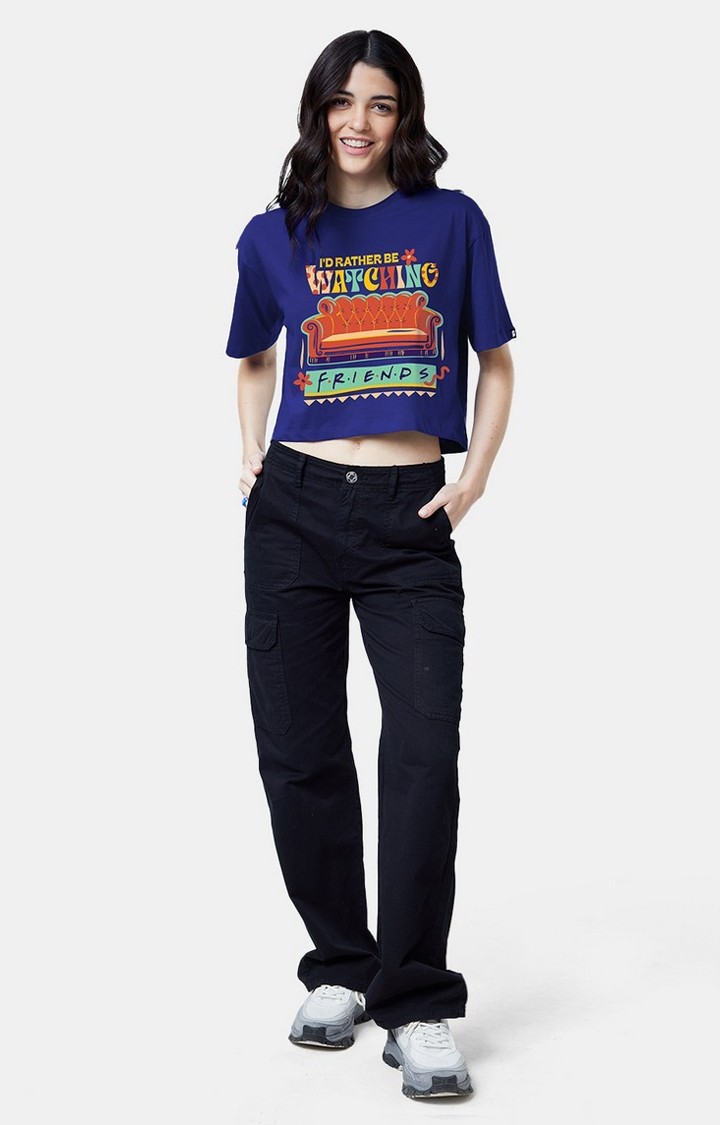 Women's Original FRIENDS I'd Rather Be Watching Friends Oversized Crop Tops