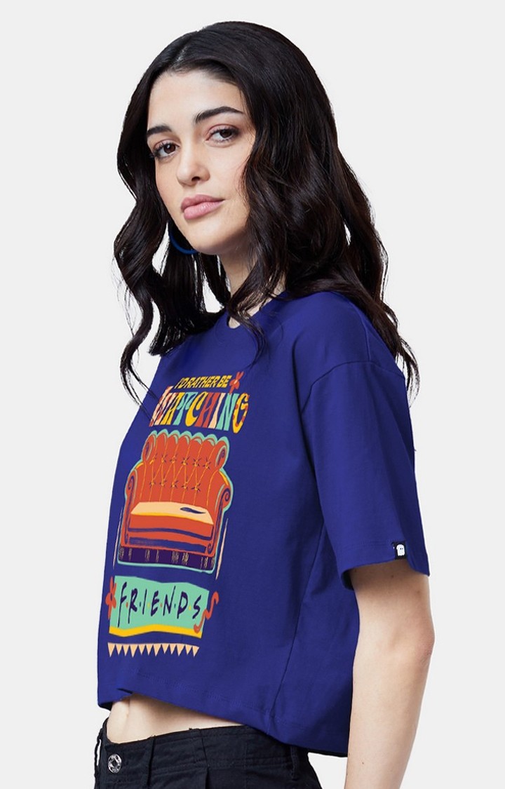 Women's Original FRIENDS I'd Rather Be Watching Friends Oversized Crop Tops