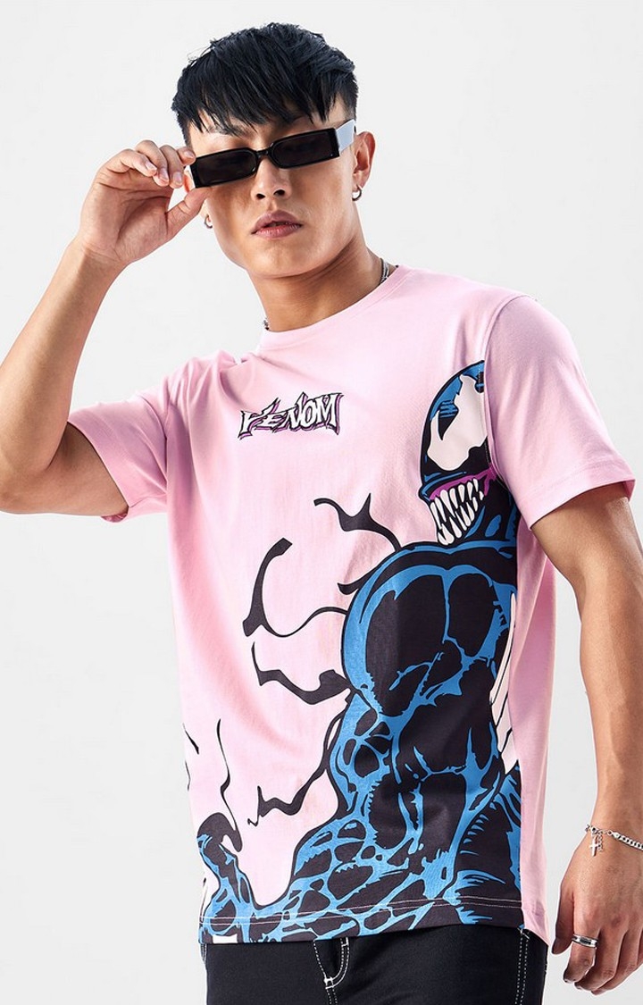 Men's Venom: The Symbiote Pink Printed Regular T-Shirt