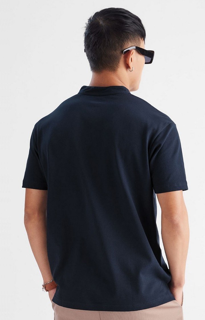 Men's Blue Solid Regular T-Shirt
