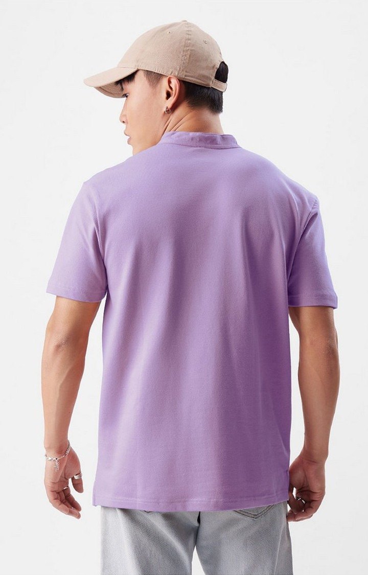 Men's Purple Solid Regular T-Shirt