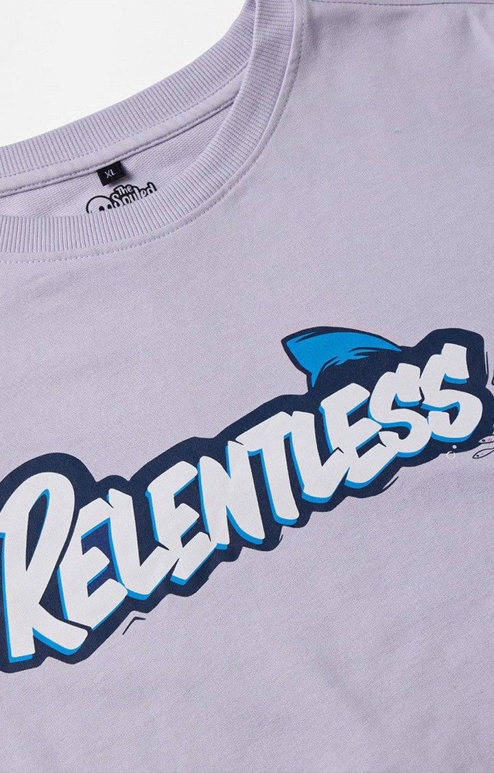 Men's TSS Originals: Relentless Shark Purple Printed Oversized T-Shirt