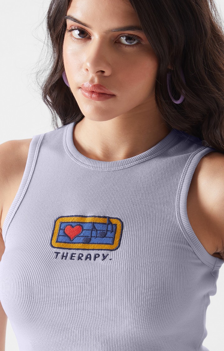 Women's Original Music Is Therapy Cropped Tank Tops