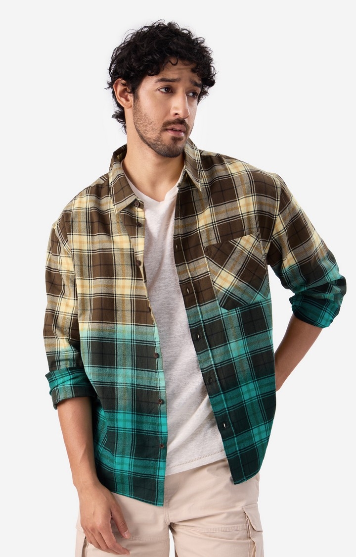 Men's Plaid: Blue Anise Men's Relaxed Shirts