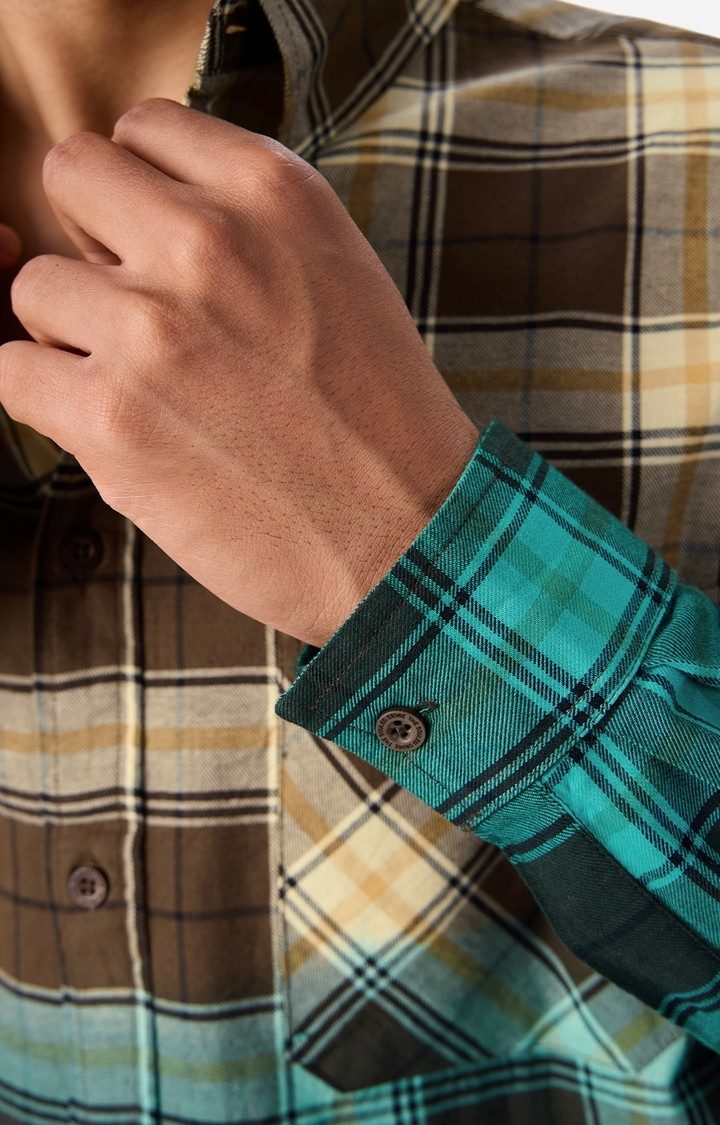 Men's Plaid: Blue Anise Men's Relaxed Shirts