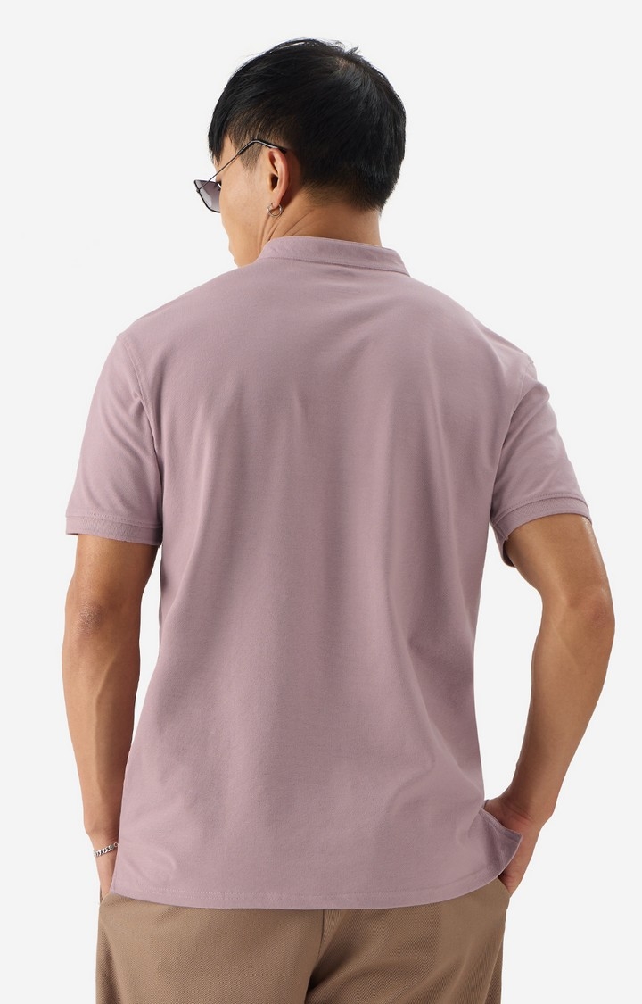 Men's Solids: Dusty Peach Mandarin Polo T-Shirt