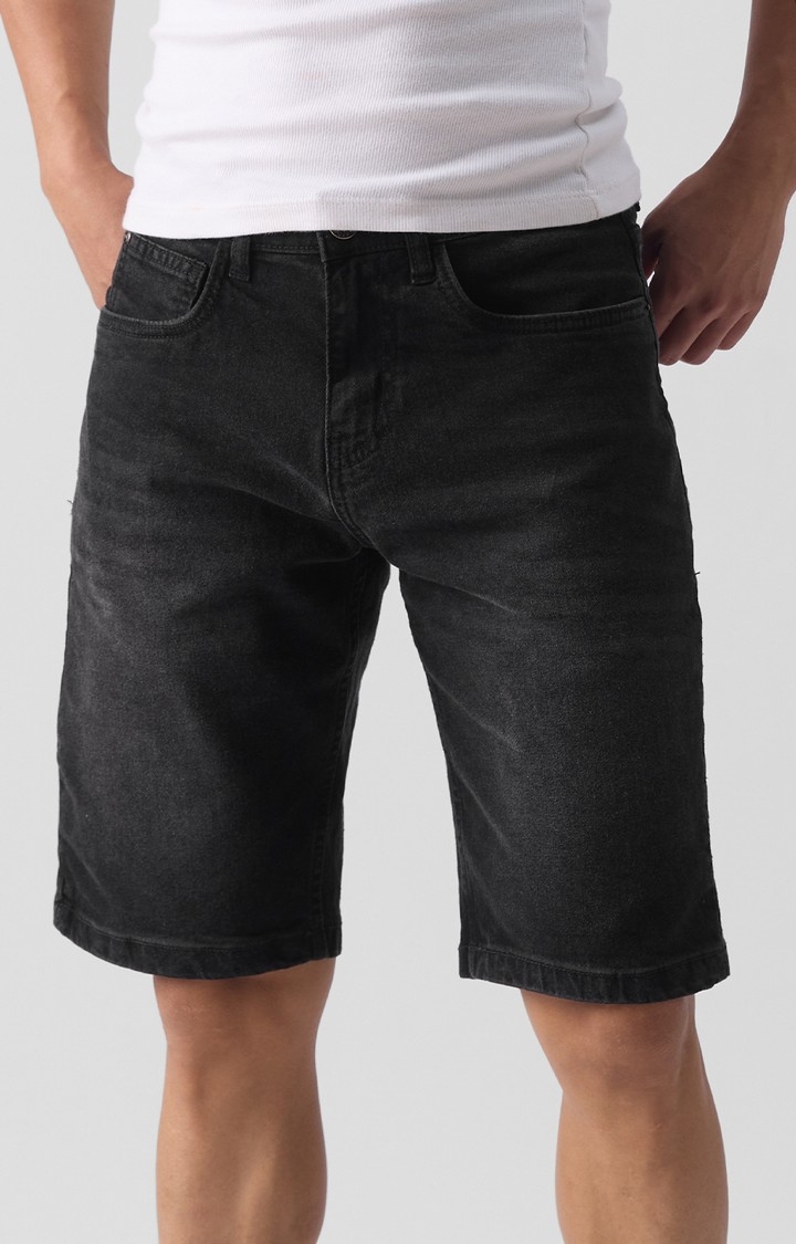 The Souled Store | Men's  Original Solids: Carbon Black Denim Shorts