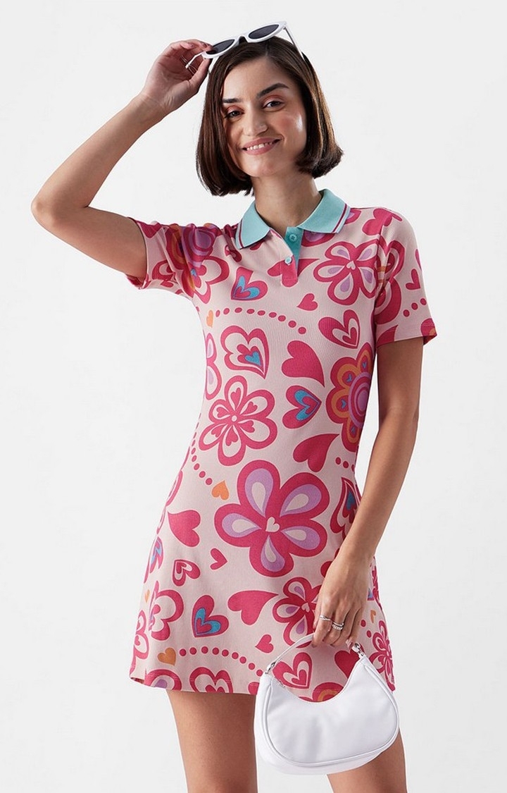 The Souled Store | Women's TSS Originals Pink Printed Shift Dress