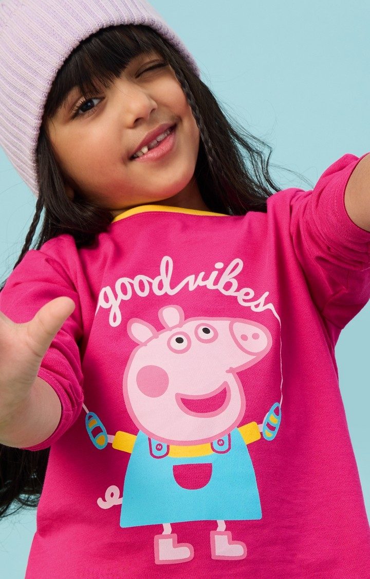 Girls Peppa Good Vibes Cotton T-Shirts