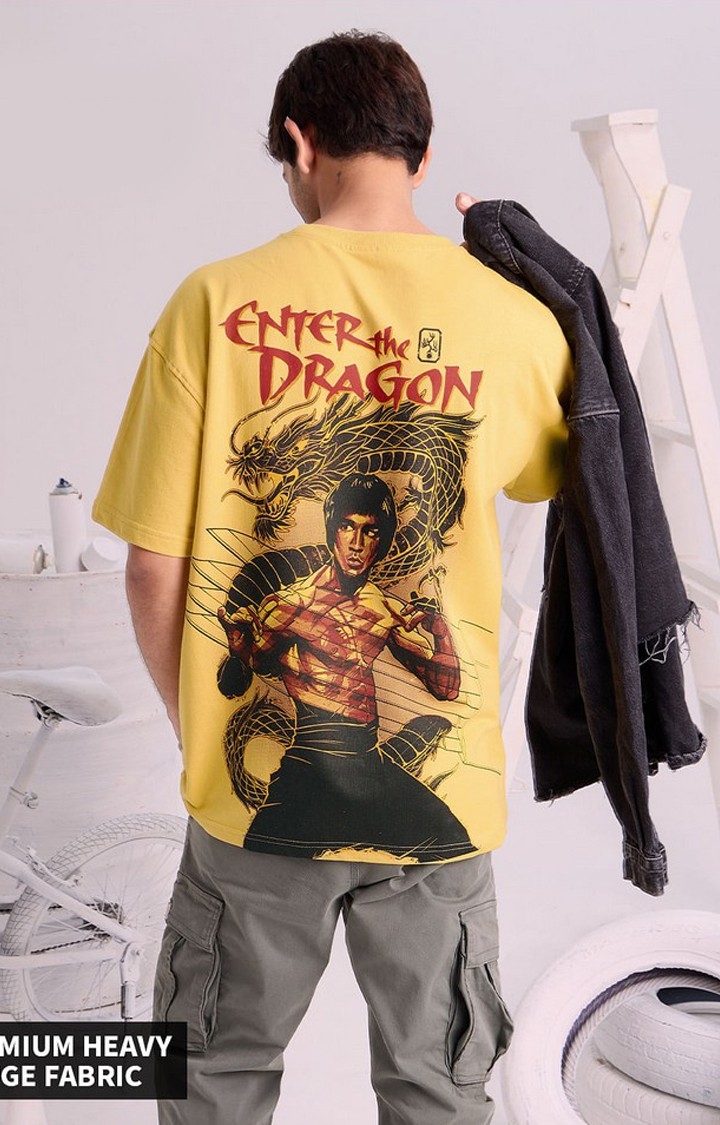 The Souled Store | Men's Enter The Dragon: Bruce Lee Yellow Printed Oversized T-Shirt