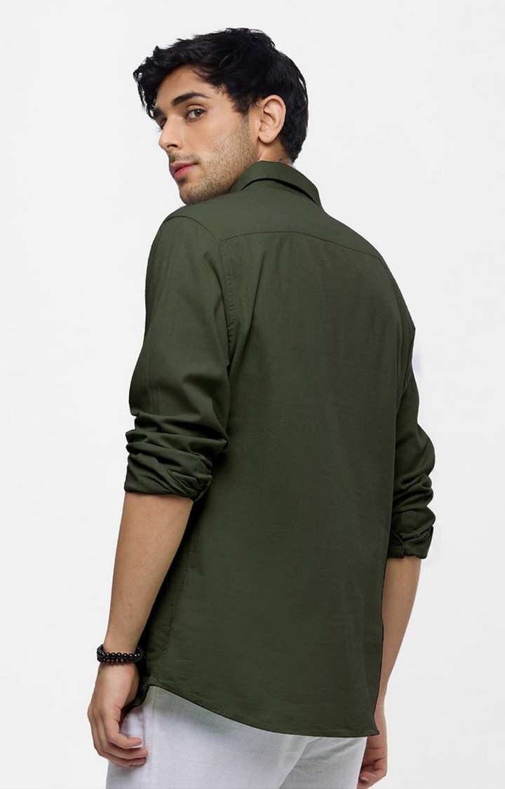 Men's Green Solid Casual Shirt