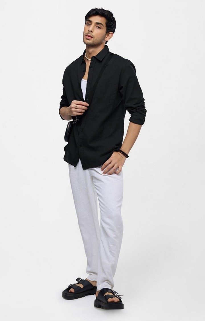 Men's Black Solid Casual Shirt