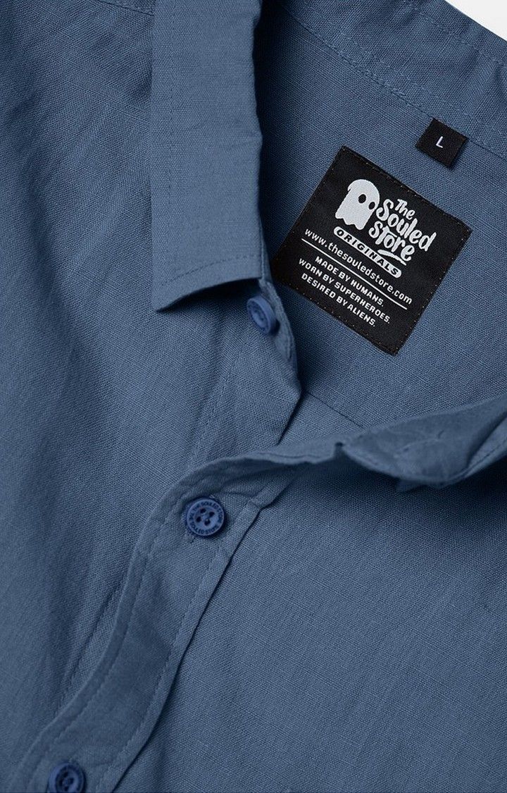 Men's Blue Solid Casual Shirt